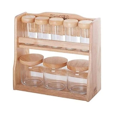 Billi Spice Rack With Canister Set Brown/Clear 8 PCS