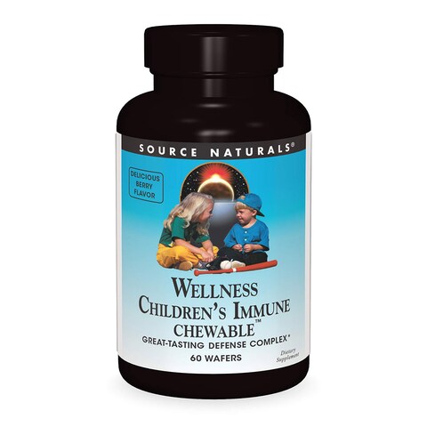 Buy Source Naturals Wellness Childrens Immune 60 Chewable Wafers Berry in UAE