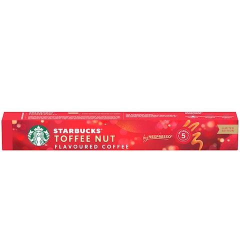 Starbucks Toffee Nut Flavoured Coffee by NESPRESSO, STARBUCKS BLONDE Roast Coffee Pods, 51g Tube of 10