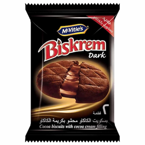 McVitie&#39;s Biskrem Dark Chocolate Filled Biscuits - 30 gram