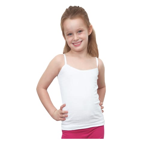 Lux Premiums Pure Cotton Comfortable Fit Spaghetti For Girls 3-4 Years White