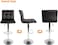 Modern Square PU Leather Adjustable Bar Stools with Back, Counter Height Swivel Stool (A-Black)
