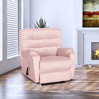 إن هاوس كرسي استرخاء هزاز ودوار منجد بالمخمل - زهري فاتح - AB03