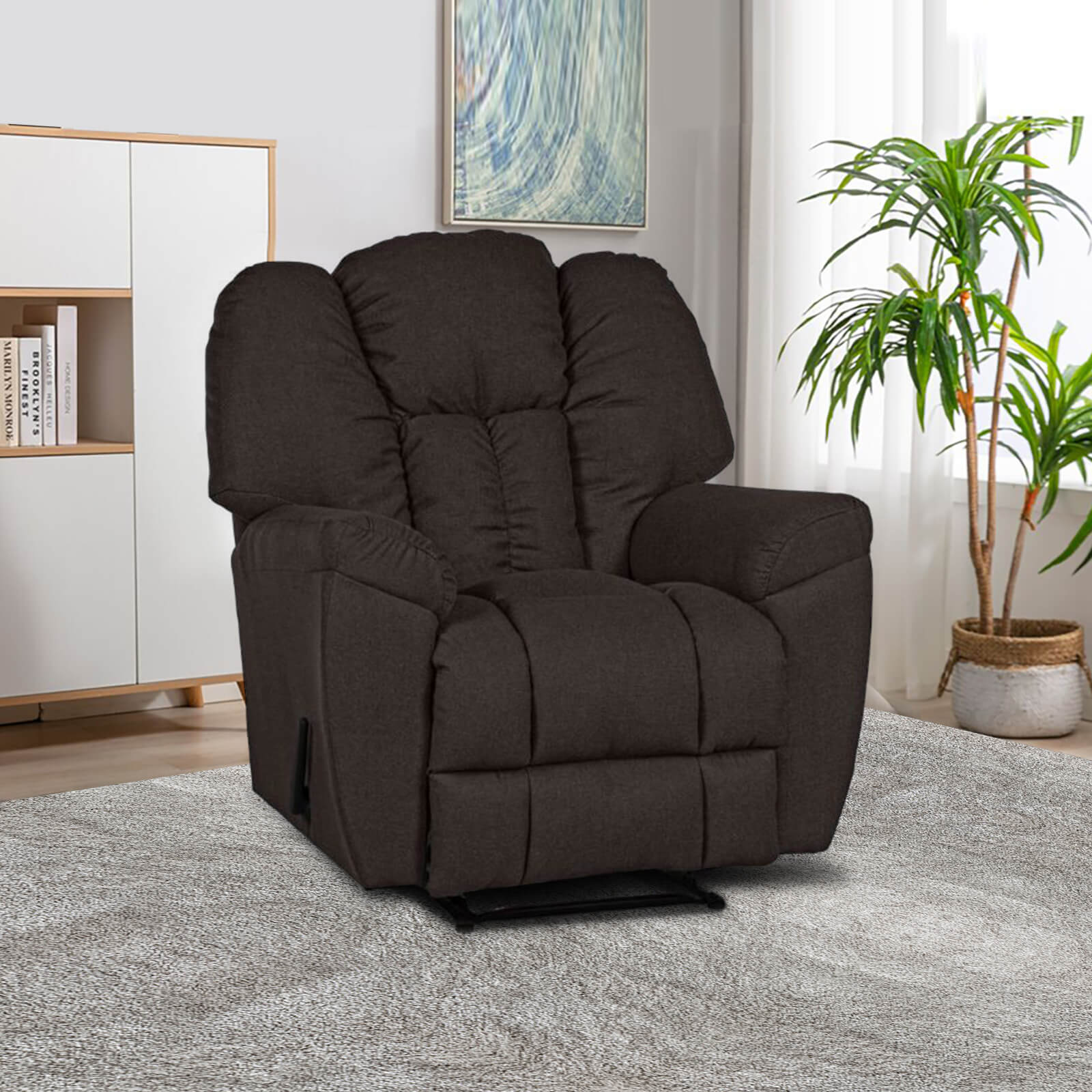 Buy Penhaligon's Linen Rocking & Rotating Recliner Chair - Dark Brown ...