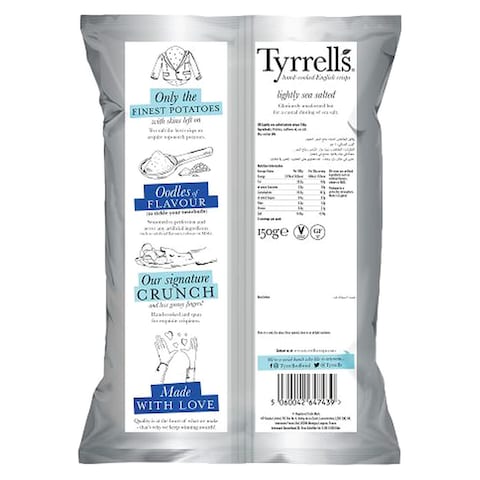 Tyrrells Lightly Sea Salted Hand-Cooked Crisps 150g