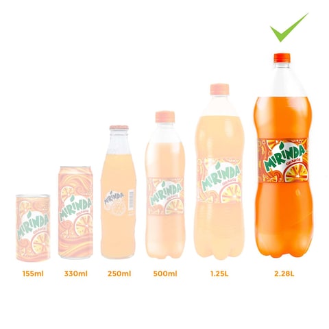 Mirinda Orange Carbonated Soft Drink Plastic Bottle, 2.28L
