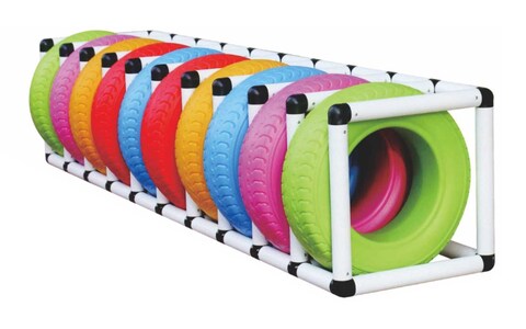 Rbwtoys Colourfull 10 Tyres Set With Tyres Rack - Fitness And Training Set For Kids RW-16610 120&times;60&times;85cm