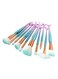 Generic 10-Piece Mermaid Fish Tail Handle Makeup Brush Set Blue