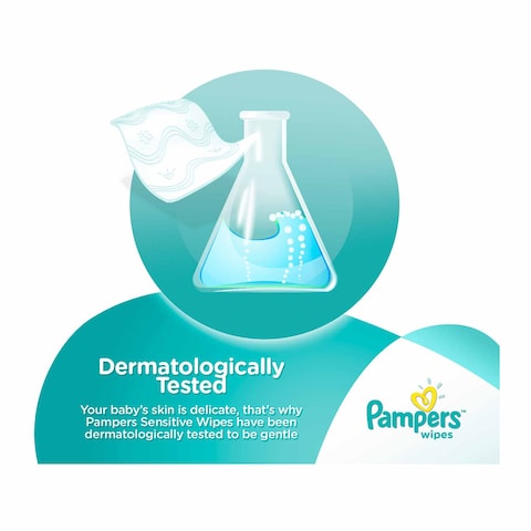 Pampers Sensitive Baby Wipes, 56 Wipes - Pack of 3+1 Free