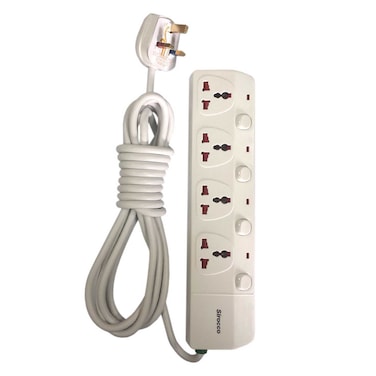 Sirocco 4-Way Universal Extension Socket White 4m