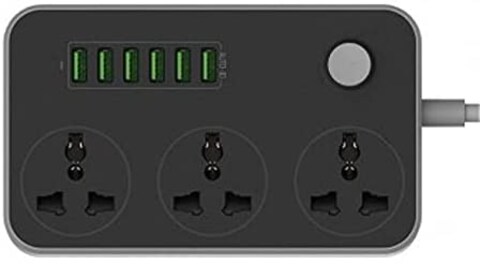 The Mohrim 6 USB Port 3.4A Max 2500W 10A 2M Extension 3 Power Socket