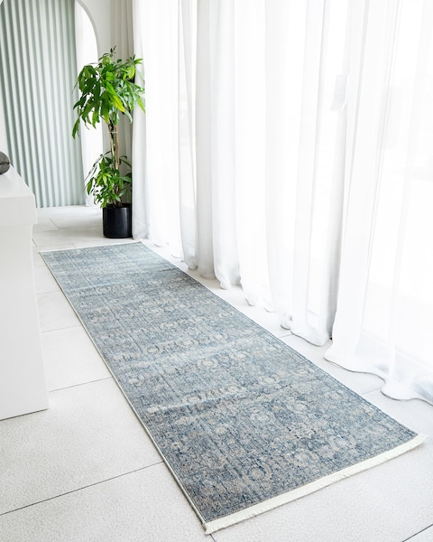 Alexander Azure 300 x 90 cm (Runners) Carpet Knot Home Designer Rug for Bedroom Living Dining Room Office Soft Non-slip Area Textile Decor