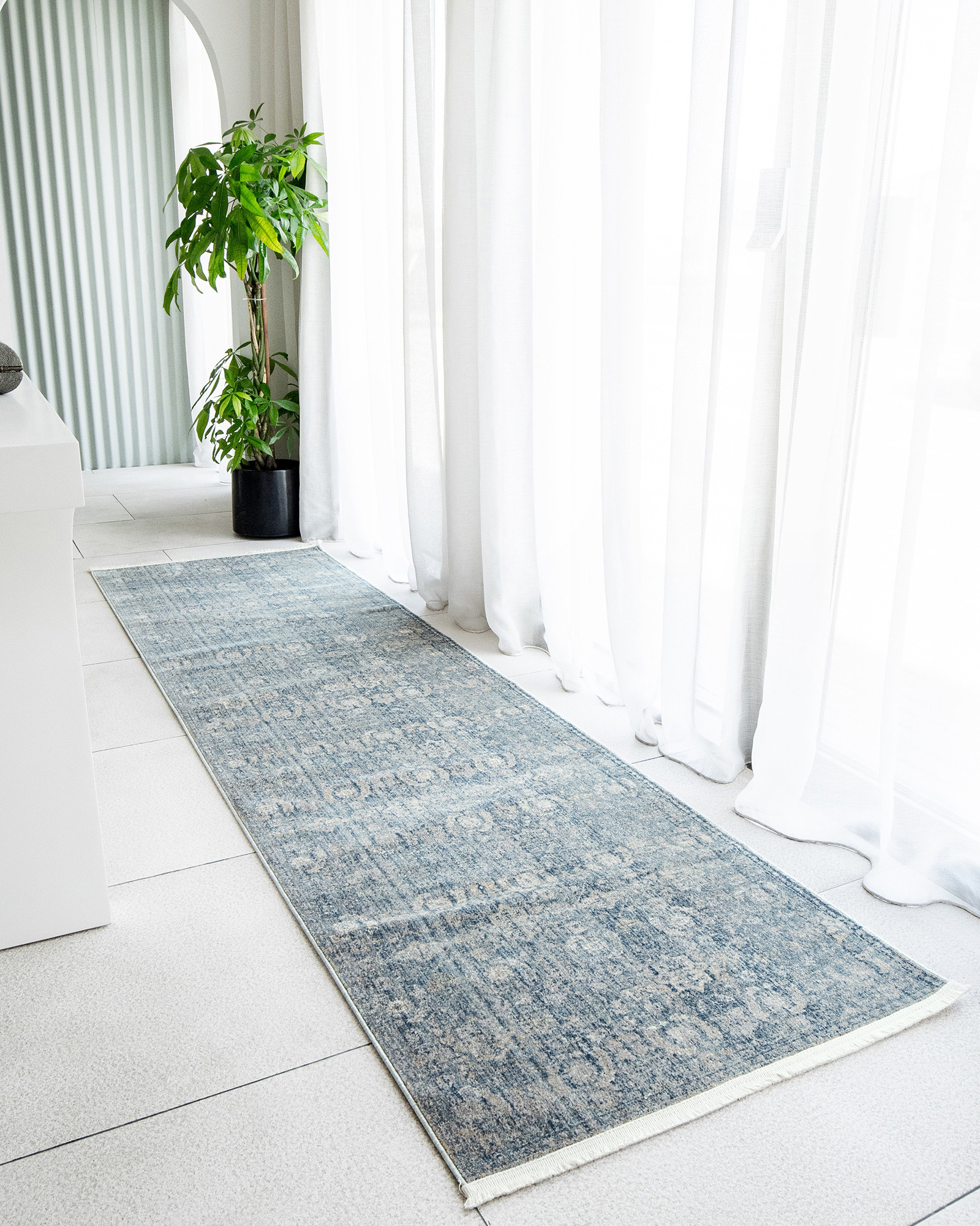 Alexander Azure 300 x 90 cm (Runners) Carpet Knot Home Designer Rug for Bedroom Living Dining Room Office Soft Non-slip Area Textile Decor