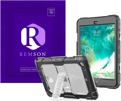 Remson Apple iPad 10.2 (2019 - 7th Generation / 2020 8th Generation) Rugged Shockproof Drop Protection With Kickstand And Shoulder Strap Case Cover (Clear)