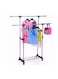 Generic Double Pole Portable Clothes Rack Hanger With Wheels Black/Silver