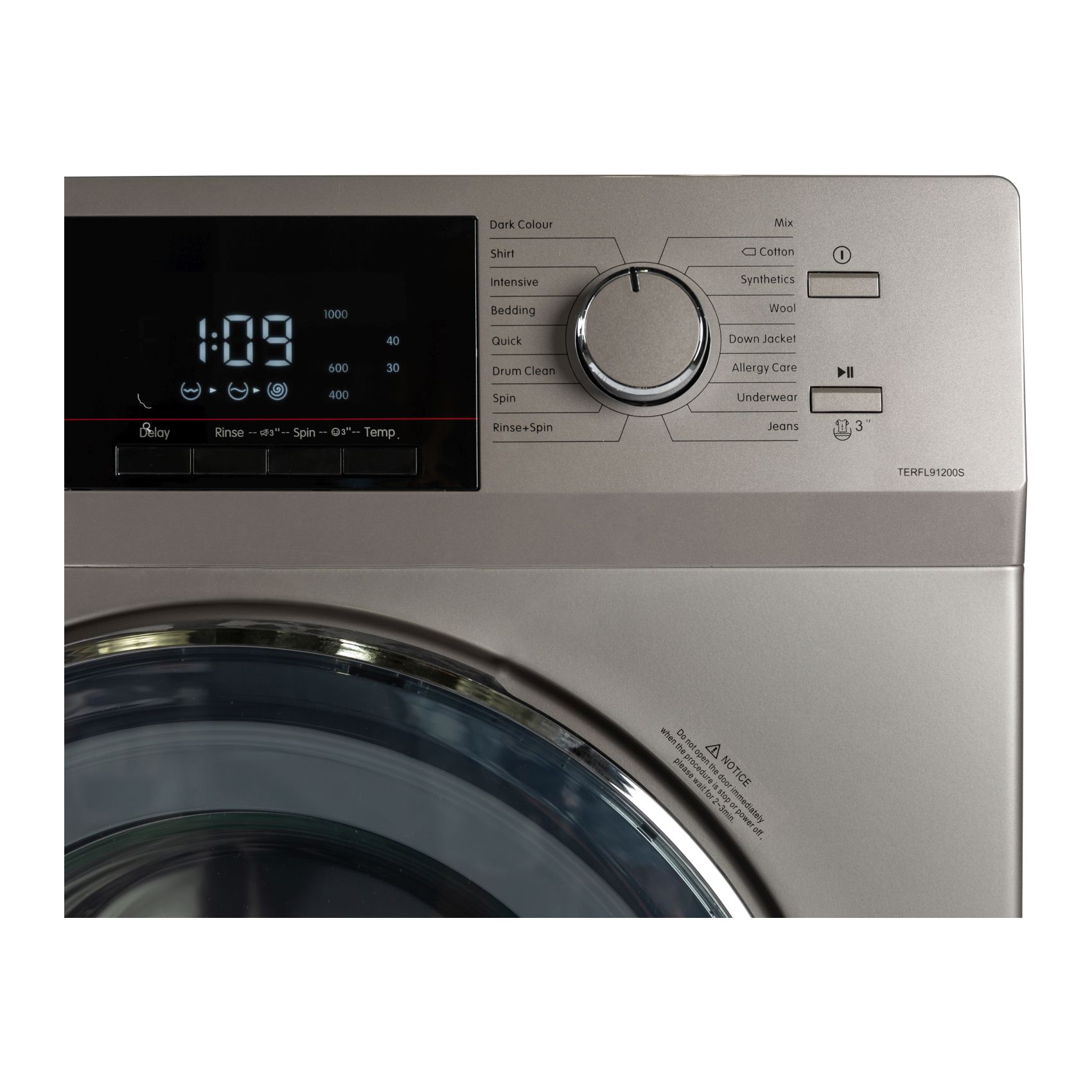 Terim 8.5kg 1200rpm Front Load Washing Machine Silver TERFL91200S