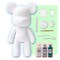 DIY CREATE YOUR OWN UNIQUE ACRYLIC FLUID POURING PAINT BEAR (9 inch - 23 cm) COMPLETE SET, colors: White, Silver, Blue-Green. Arts and Crafts, Customize Handmade Creative Birthday Gift