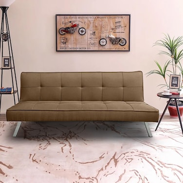 In House Sandi 2 In 1 Sofabed Velvet Upholstered - Light Brown