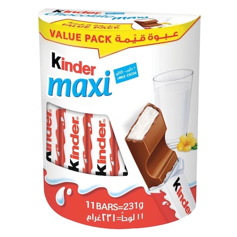 Kinder Maxi Chocolate Bar, Multi Pack, 11 Bars, 231g