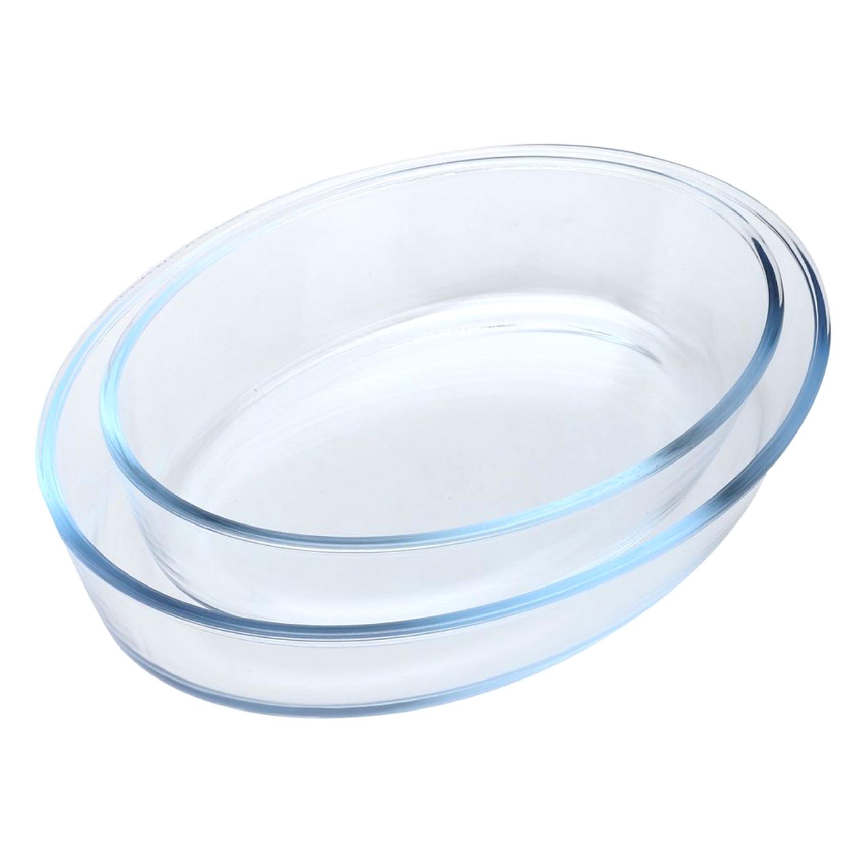 2 PCS OVAL GLASS BAKEWARE SET 1.6L+