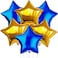Party Time 6-Pieces 18 Inches Gold &amp; Blue Star Foil Balloons Set For Wedding, Anniversary, Birthday Party Decorations - Party Supplies