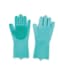 Generic 1 Pair Cleaning Sponge Gloves, Silicone Reusable Brush Heat Resistant Scrubber For Housework, Dishwashing, Kitchen Clean, Bathroom - Blue