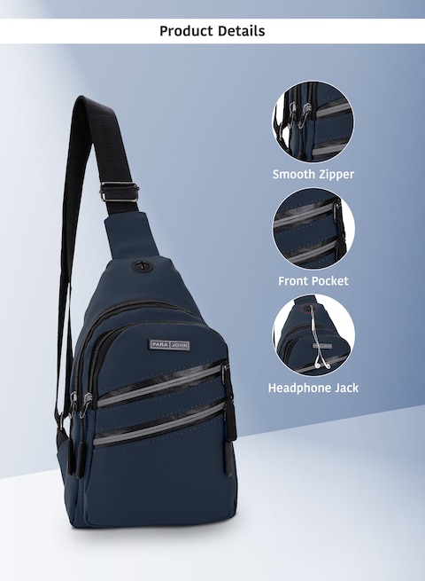 Men&#39;s Chest Bag, Suitable for Outdoor Sports, Leisure and Travel, Canvas Fabric, with Earphone Hole