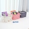 Mini Portable Storage Bin Foldable Storage Bag Moisture Resistant Container Fabric Desk Storage Basket Cosmetic Storage Cool Printed Design(WHITE)