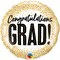 Qualatex Round Congratulations Grad Foil Balloon with Glitter Dots- 18 Inch Size- Gold
