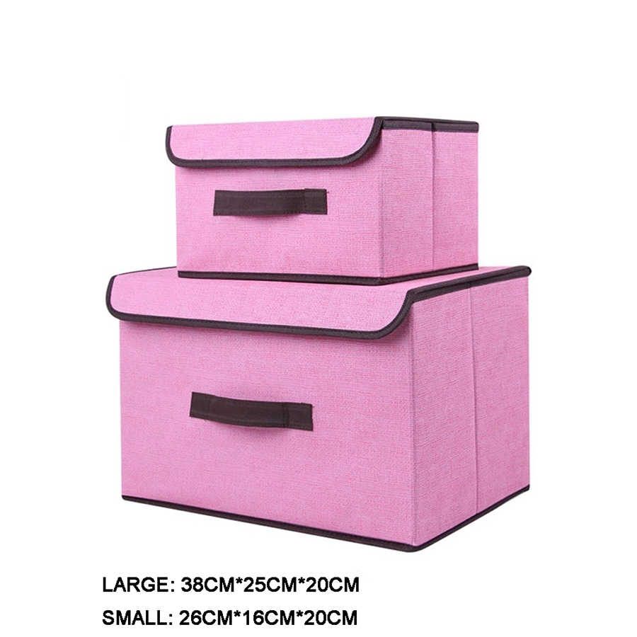 DEO KING 2-Piece Foldable Cloth Storage Box Pink