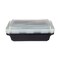 Hotpack Black Base Rectangular Container 16 ounce with Lids, 5 Pieces