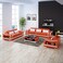 European Luxury Loveseats Living Room Sofa Set Home Furniture 6 Seats Sofa With table (Orange)
