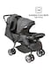Moon Pair Twin Stroller, Black/Grey