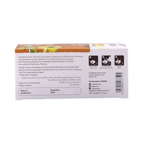 Sekem Organic Tilia Flavour Herbal Tea Bags - 25 Envelopes