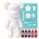 DIY CREATE YOUR OWN UNIQUE ACRYLIC FLUID POURING PAINT MONEY SAVING BEAR (13 inch - 33 cm) COMPLETE SET, Colors: Black, Rose-Red, Blue-Green, Fluorescent-Pink, Orange, Fun Creative Gift