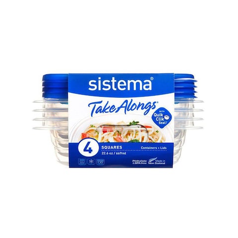 Sistema Takealongs Medium Food Storage Containers - 669 ml - 4 Pieces