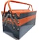 Metal Tool Box 21" HD, Orange Grey Color, 3-Tier Foldable Big Tool Box Metal Material Side by Side Open Folding Tool Box