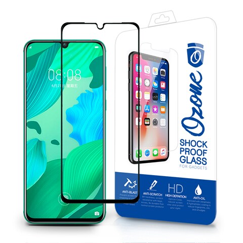 Ozone - Huawei Nova 5/Nova 5 Pro Tempered Glass Screen Protector Shock Proof HD Glass Protector - Black