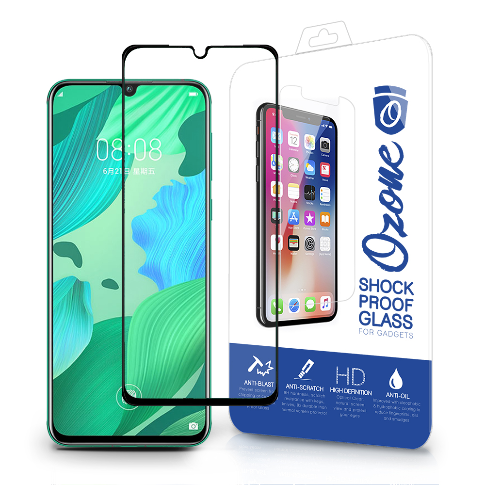 Ozone - Huawei Nova 5/Nova 5 Pro Tempered Glass Screen Protector Shock Proof HD Glass Protector - Black