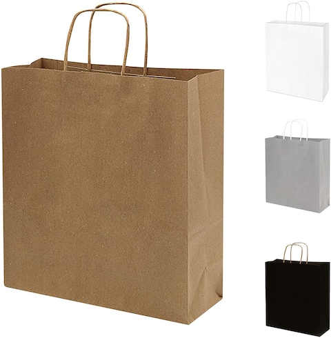 Markq Brown Paper bags with handles 42 x 31 x 12 cm Large Kraft Gift bags for Birthday Party Favors, Weddings, Crafts, Sweets, Packaging, Eid (12 Bags)