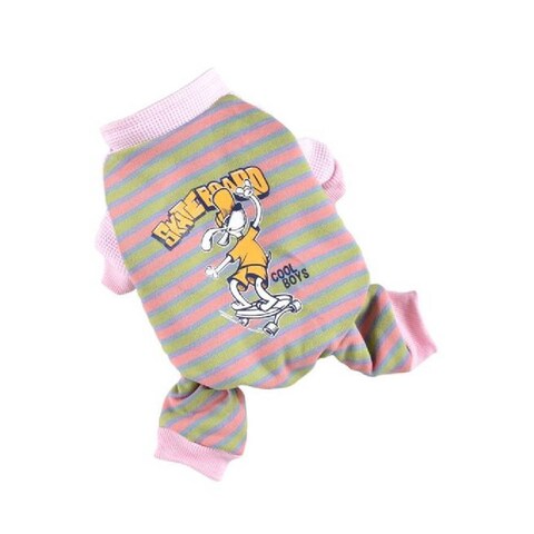 Hong Pet Striped Paneled Skateboard-Print Four-Legged Sweatshirt - Pink S