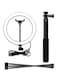 Generic - Dimmable Ring Video Light With Selfie Stick Tabletop Tripod Black/White