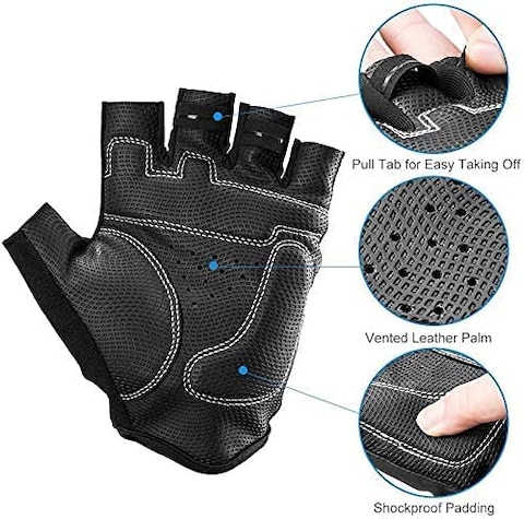 Aiwanto Half Finger Hand Gloves Riding Gloves Sports Gloves Gym Gloves Exercise Gloves Hiking Gloves(Large)