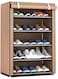 Doreen Shoes Rack Cabinet Closet with Nonwoven Fabric Cover Shoe Storage Organizer Adustable Sturdy Metal Storage Shelf for Bedroom, Closet, Living Room, Entryway, Brown (6-Tier Shoe Rack)(GC1793A)