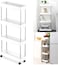Cozy Nest 4-Tier Slim Rolling Kitchen Trolley Storage  Cart Organizer with 4 Hooks Wheels for Mobility and Water derange Functional Shelves for Bathroom Office Bedroom (White)