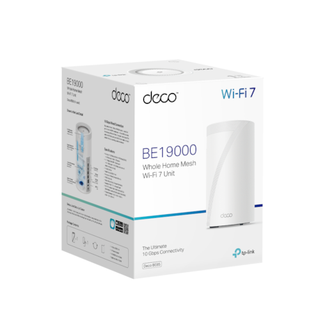 Deco BE85 (1-Pack) BE19000 Tri-Band Whole Home Mesh WiFi 7 System