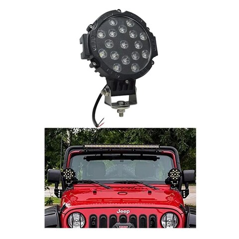 7 inches LED Spot Light, 51W Black Flood Beam LED Work Light Bar for Jeep, Truck, Car ATV SUV 4X4 Truck Driving Lamp, Waterproof, High Brightness LEDs with Aluminum Housing Material