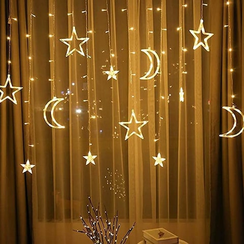 Aclix Ramadan Decoration Lights, Moon And Stars And Serial Lights, 3.5M Ramadan Lights, Yellow, Lc-138Lght-1