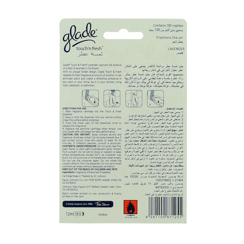 Glade Touch N Fresh Lavender Air Freshener With Diffuser Refill 12ml
