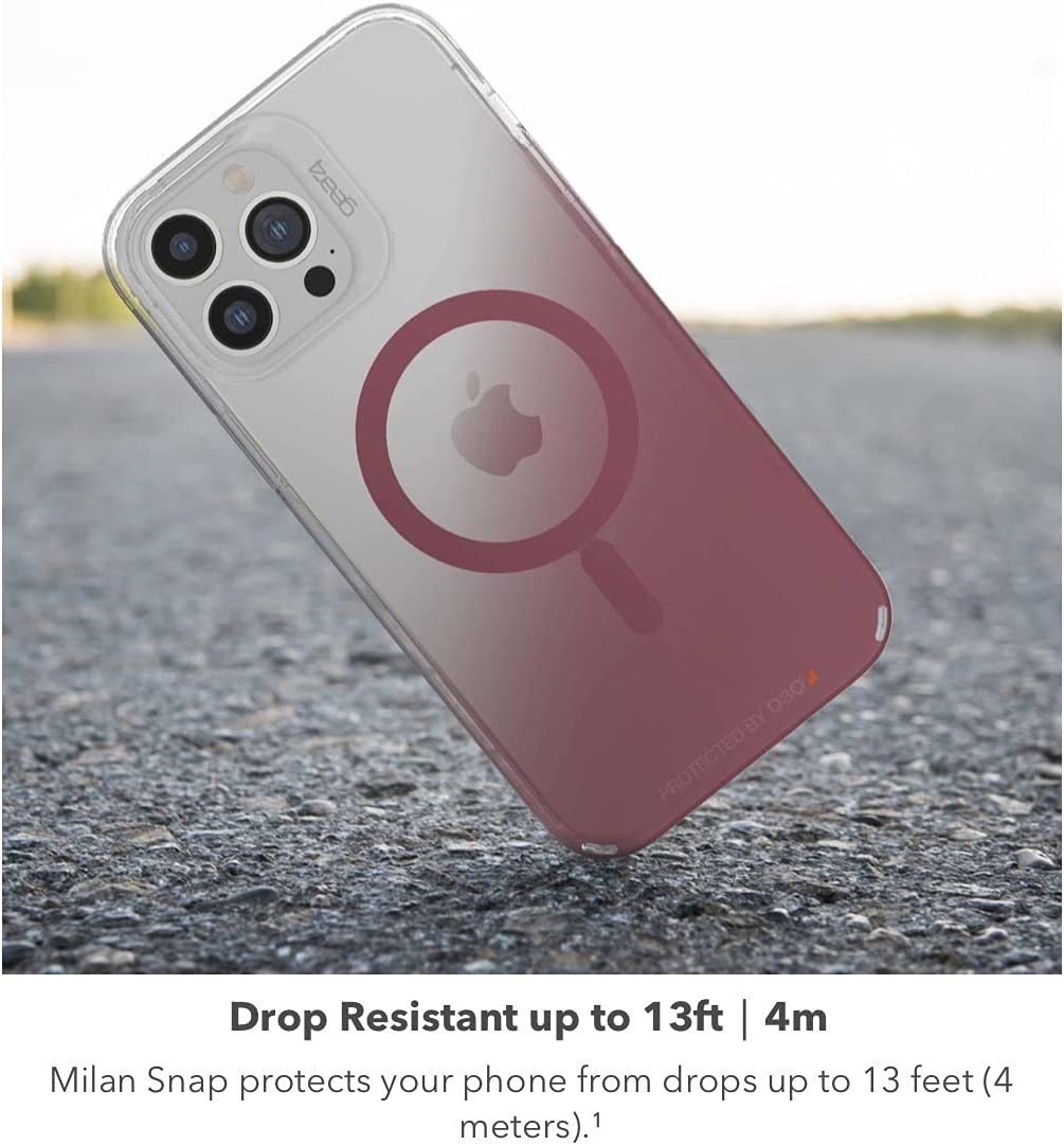 Gear4 Milan Snap designed for iPhone 13 Pro MAX case cover compatible with MagSafe with D3O Impact Protection up to 13 Feet / 4 Meter - Rose